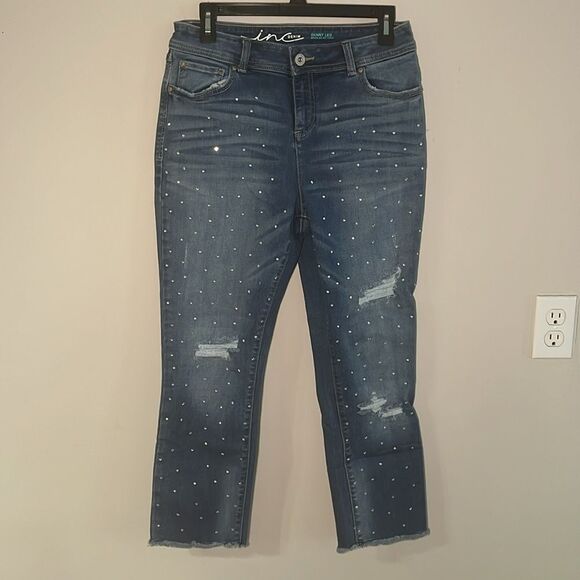 INC International Concepts Blue Skinny Jeans - Picture 7 of 8
